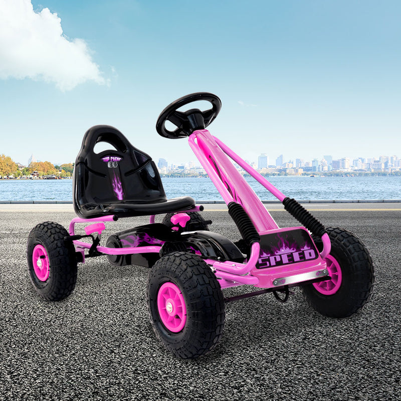 RIGO Kids Pedal Go Kart Car Ride On Toys Racing Bike Pink
