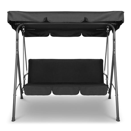 3 Seater Outdoor Canopy Swing Chair - Black