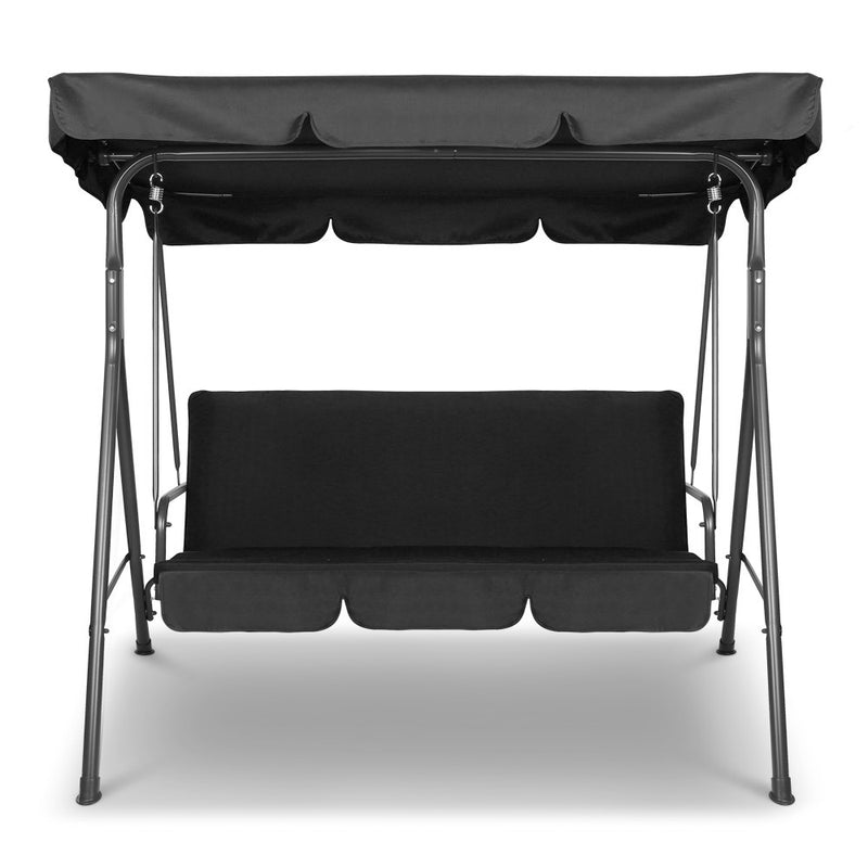 3 Seater Outdoor Canopy Swing Chair - Black