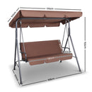 3 Seater Outdoor Canopy Swing Chair - Coffee