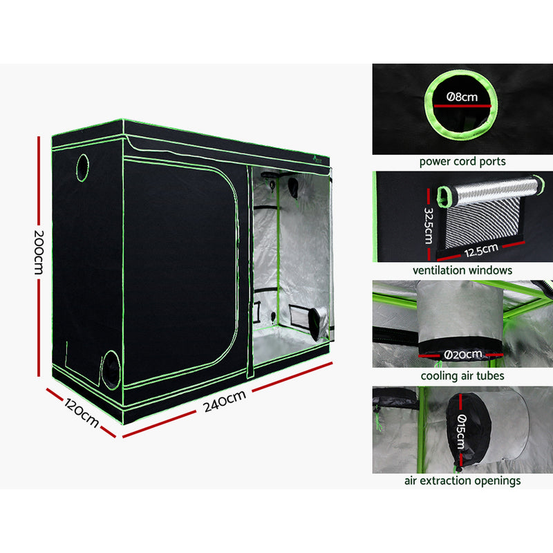 Greenfingers Grow Tent 2200W LED Grow Light Hydroponic Kit System 2.4x1.2x2M