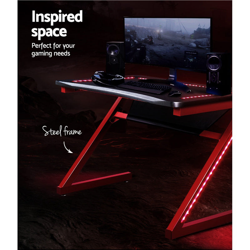 Artiss Gaming Desk Office Computer Desks LED Study Table Racer Chair Desktop RGB