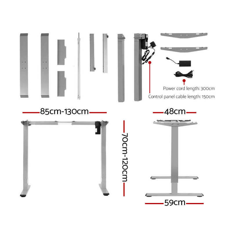 Artiss Electric Standing Desk Motorised Adjustable Sit Stand Desks Grey Black