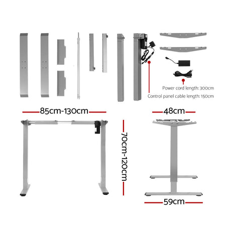 Artiss Electric Standing Desk Motorised Sit Stand Desks Table Grey White 140cm