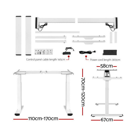 Artiss Standing Desk Electric Height Adjustable Sit Stand Desks White Oak 140cm
