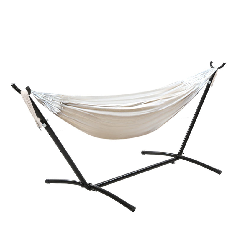 Gardeon Camping Hammock With Stand Cotton Rope Lounge Hammocks Outdoor Swing Bed