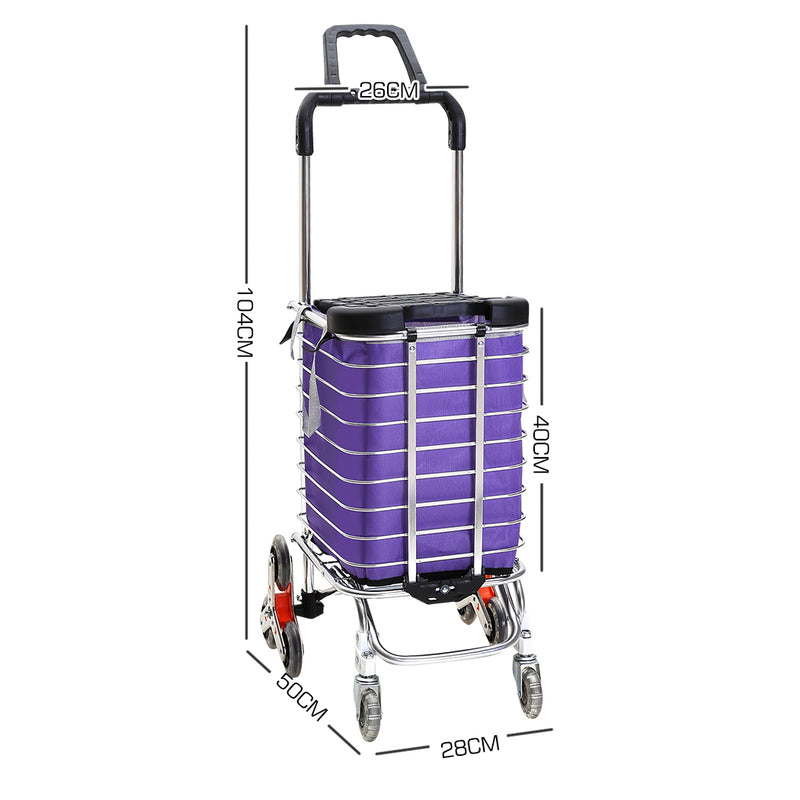 Foldable Shopping Cart Trolley Stainless Steel Basket Luggage Grocery Portable