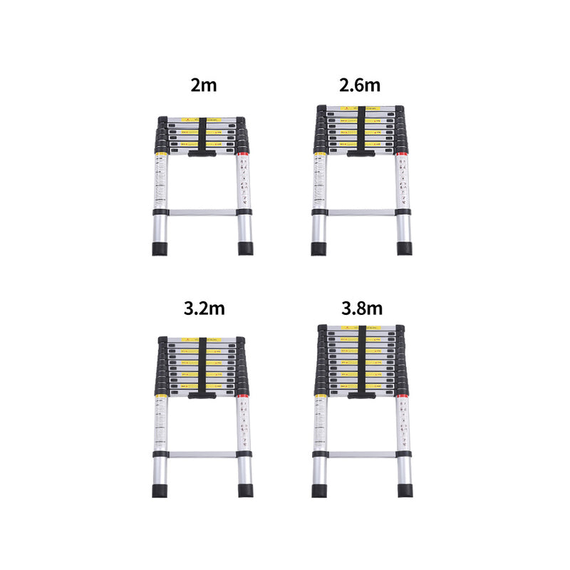 2.6M Telescopic Aluminium Multipurpose Ladder Extension Alloy Extendable Step