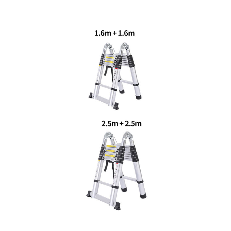 1.6M+1.6M Telescopic Aluminium Multipurpose Ladder Extension Alloy Extendable Step