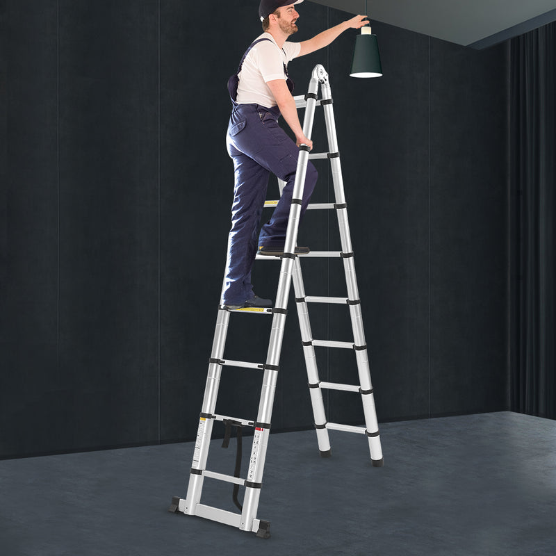 1.6M+1.6M Telescopic Aluminium Multipurpose Ladder Extension Alloy Extendable Step