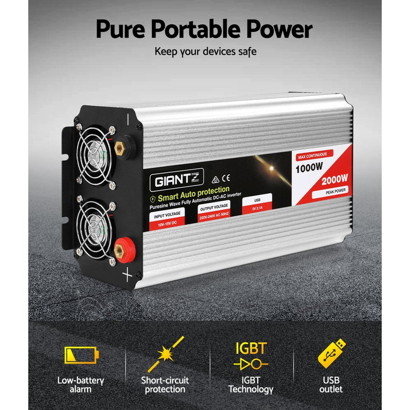 Giantz 1000W Puresine Wave DC-AC Power Inverter
