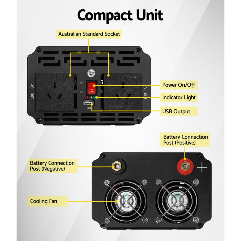 Giantz 1000W Puresine Wave DC-AC Power Inverter