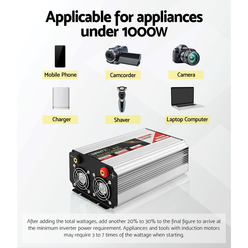 Giantz 1000W Puresine Wave DC-AC Power Inverter