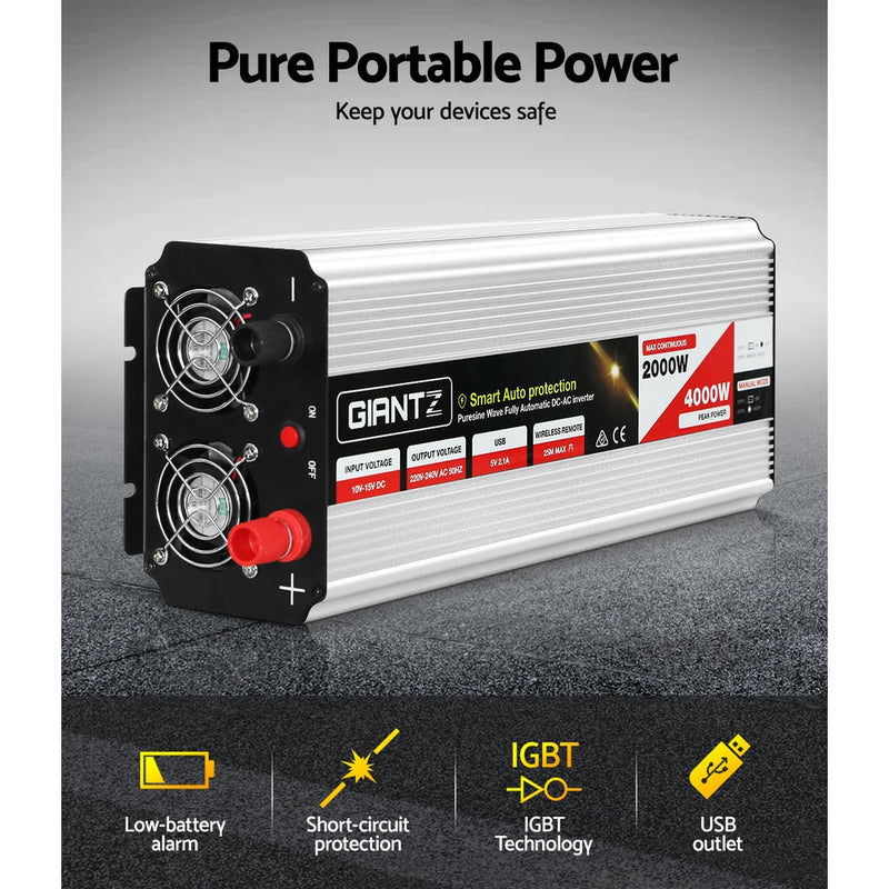Giantz 2000W Puresine Wave DC-AC Power Inverter