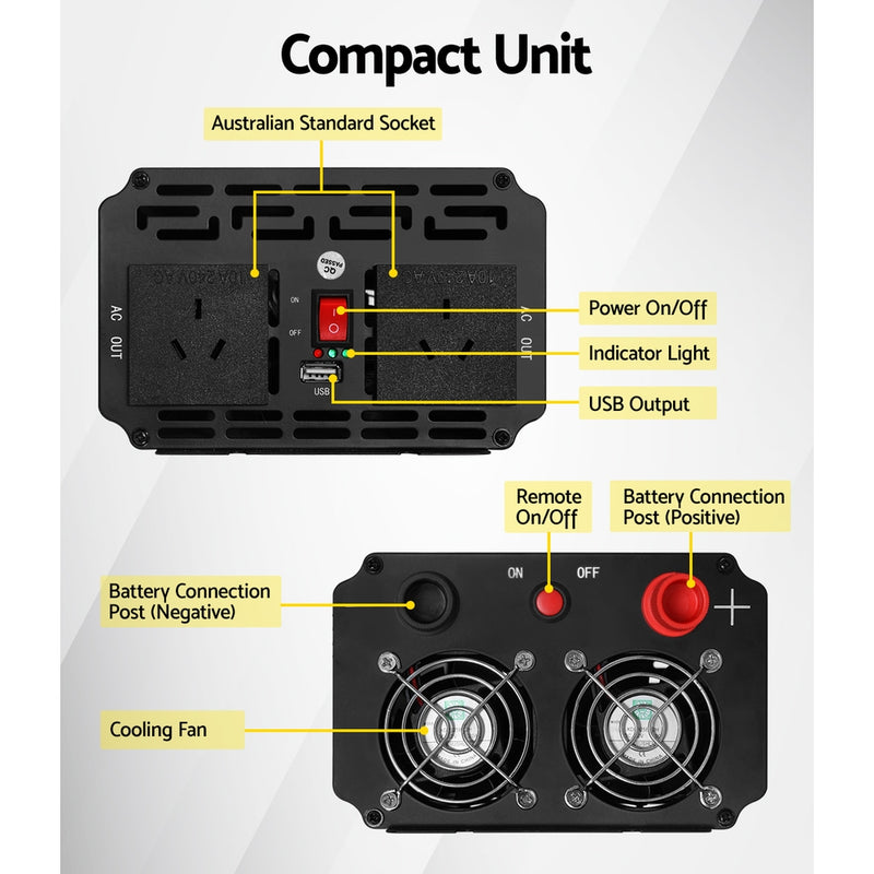 Giantz 2000W Puresine Wave DC-AC Power Inverter