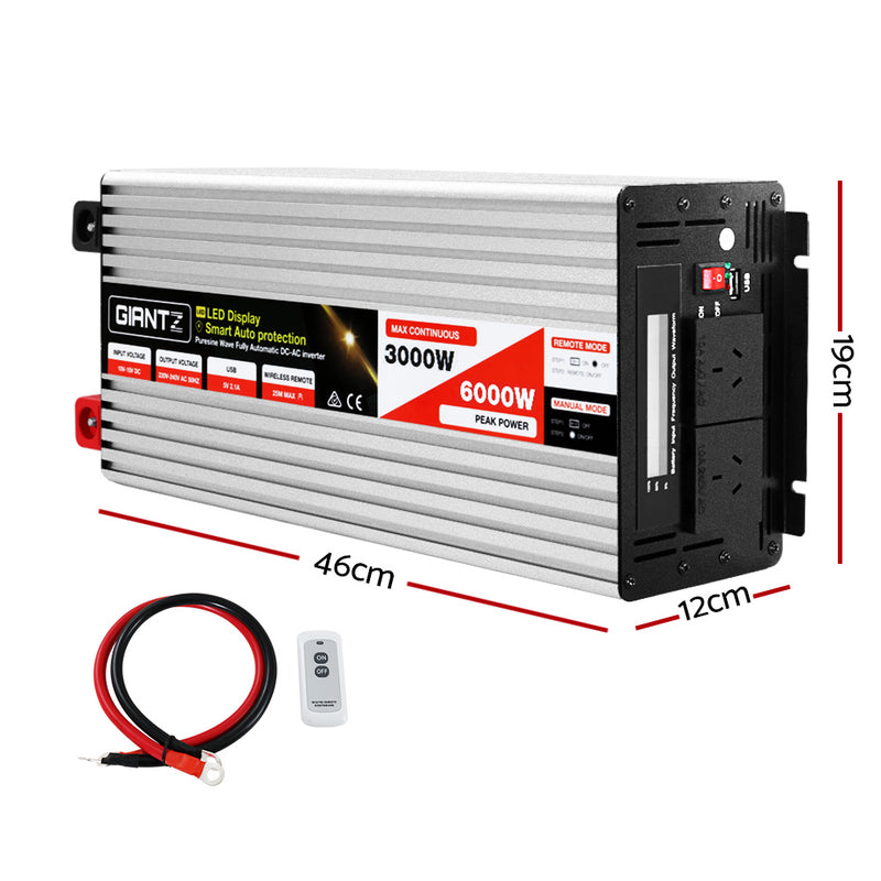 Giantz 3000W Puresine Wave DC-AC Power Inverter