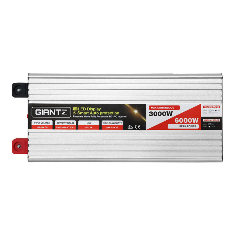 Giantz 3000W Puresine Wave DC-AC Power Inverter