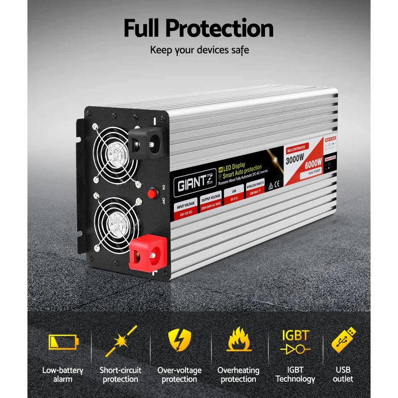 Giantz 3000W Puresine Wave DC-AC Power Inverter