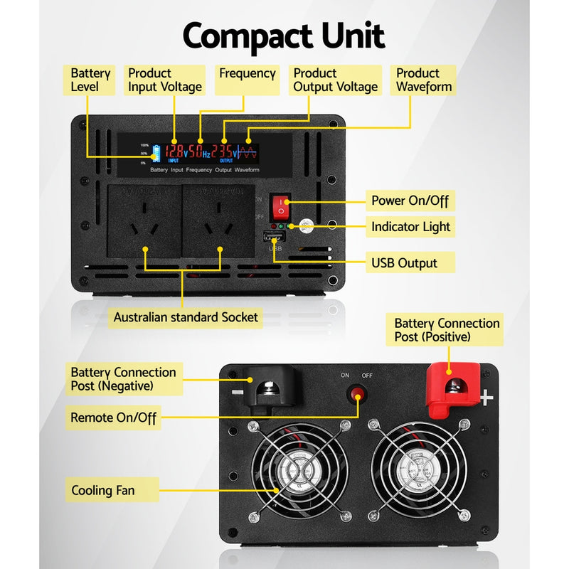 Giantz 3000W Puresine Wave DC-AC Power Inverter