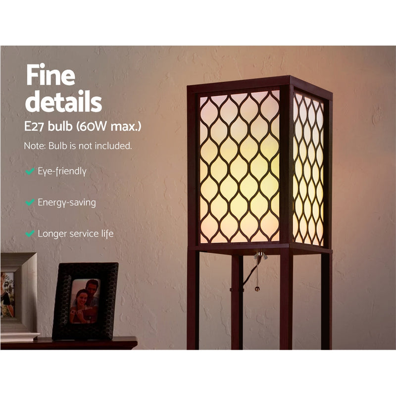 Artiss Floor Lamp Wood Shelf Morden Living Bedroom Lighting Storage Organizer