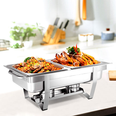 Emajin 9L Bain Marie Chafing Dish 4.5Lx2 Stainless Steel Buffet Food Stackable