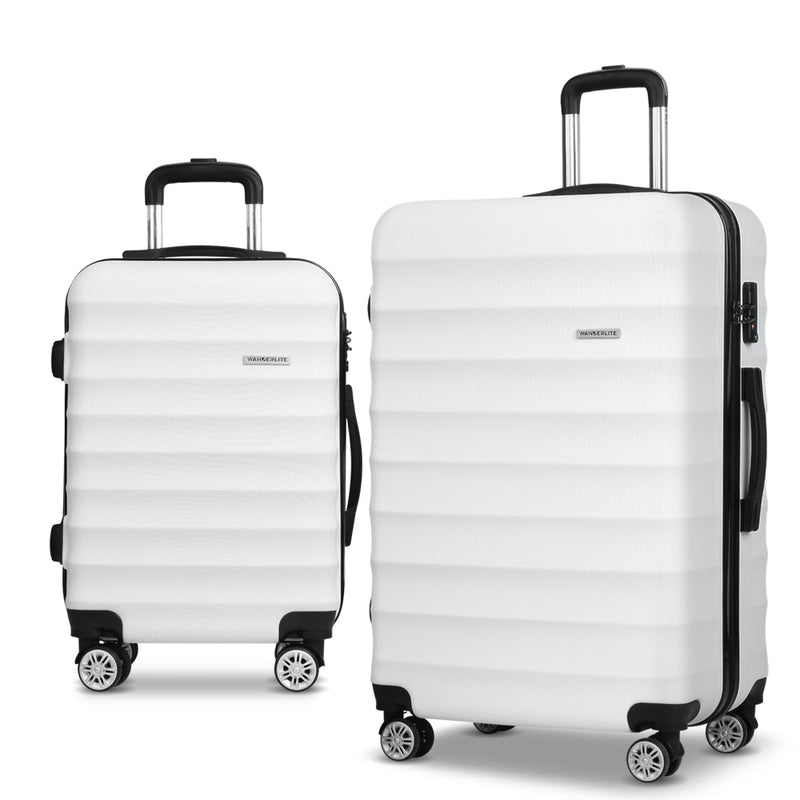 Wanderlite 2 Piece Lightweight Hard Suit Case Luggage White