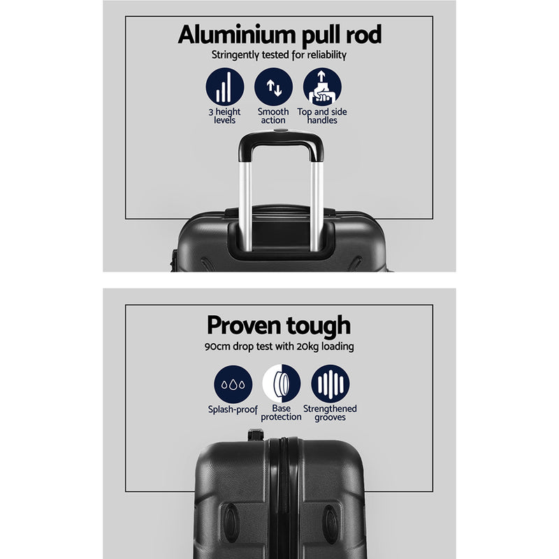 Wanderlite 20 Luggage Sets Suitcase Trolley Travel Hard Case Lightweight Black"