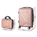 Wanderlite 2pc Luggage 12" 20" Trolley Travel Suitcase Storage Carry On TSA Lock Rose Gold