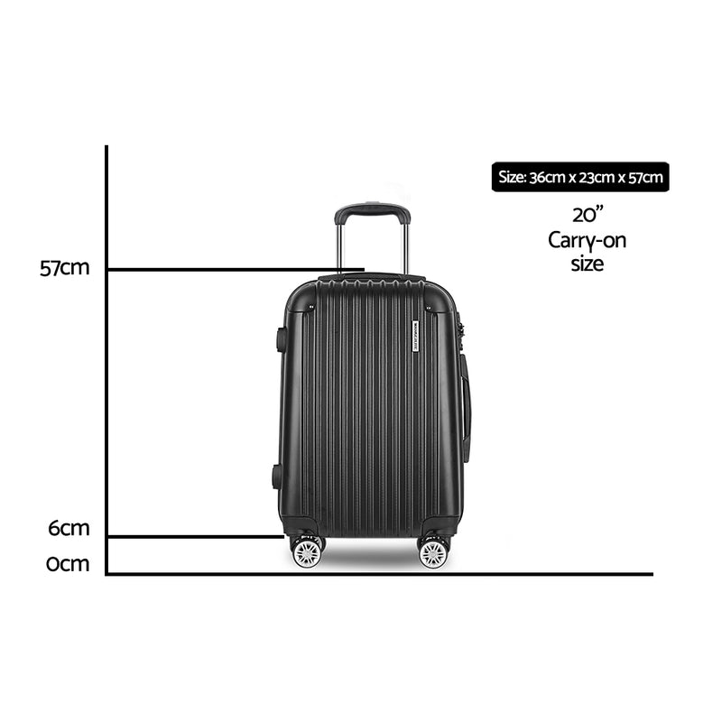 Wanderlite 20inch Lightweight Hard Suit Case Luggage Black