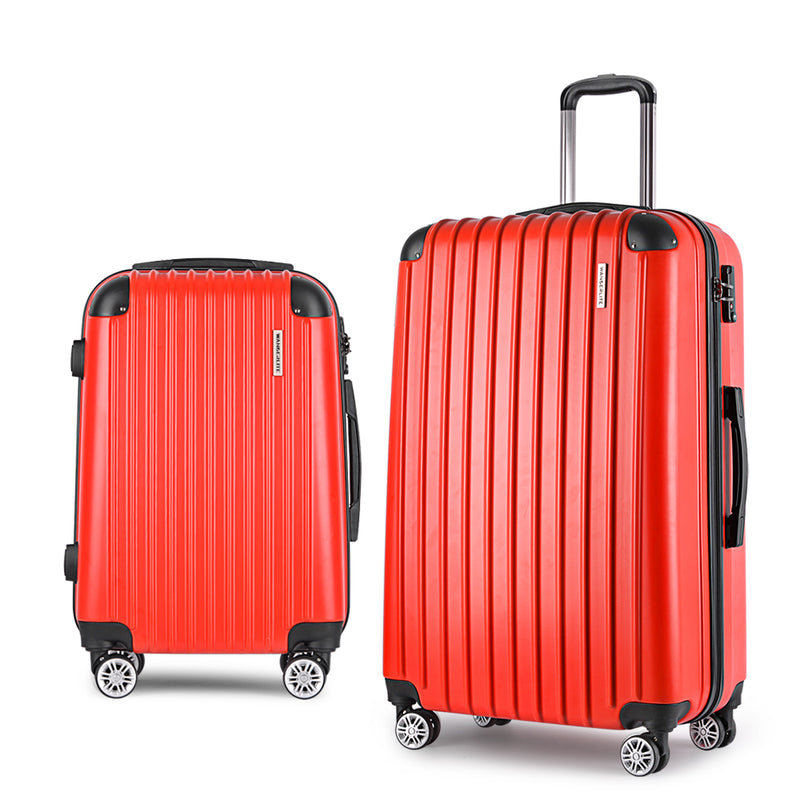 Wanderlite 2 Piece Lightweight Hard Suit Case Luggage Red