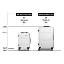 Wanderlite 2pc Luggage Trolley Set Suitcase Travel TSA Hard Case White