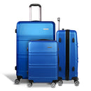 Wanderlite 3pc Luggage Trolley Set Suitcase Travel TSA Hard Case Blue