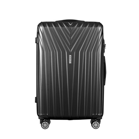 Wanderlite 3pc Luggage 20'' 24'' 28'' Trolley Suitcase Sets Travel TSA Hard Case Lightweight Black