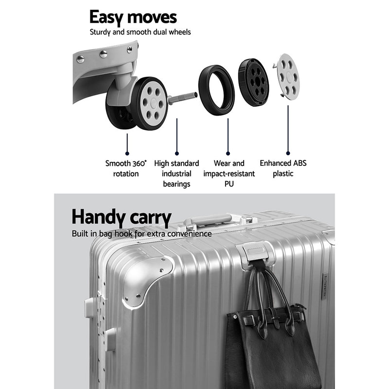 Wanderlite 28" Aluminium Luggage Trolley - Silver