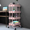 Levede 4 Tiers Kitchen Trolley Cart Steel Storage Rack Shelf Organiser Pink