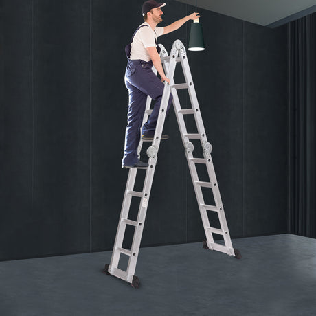 Multi Purpose Ladder 4.7M Aluminium Folding Platform Household Office Extension