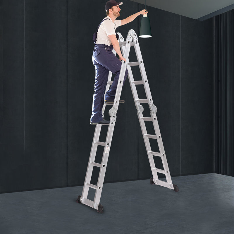 Multi Purpose Ladder 4.7M Aluminium Folding Platform Household Office Extension