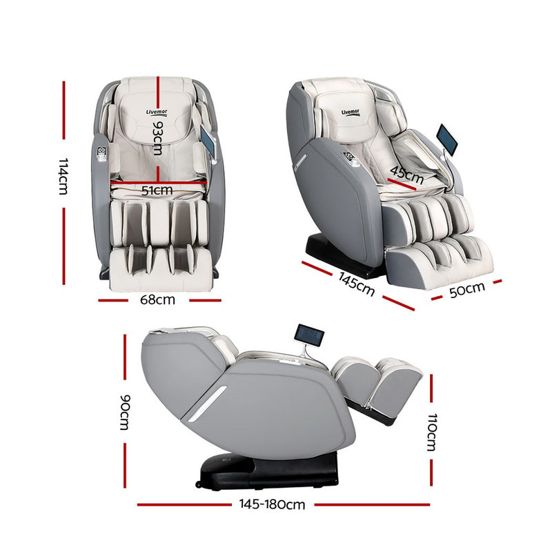 Livemor Massage Chair Electric 4D Recliner Shiatsu Zero Gravity Home Massager