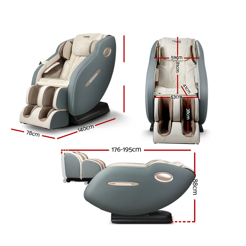 Livemor 3D Electric Massage Chair SL Track Full Body Zero Gravity Shiatsu Navy Cream
