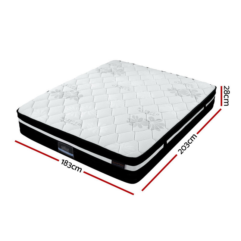 Giselle King Bed Mattress Size Extra Firm 7 Zone Pocket Spring Foam 28cm