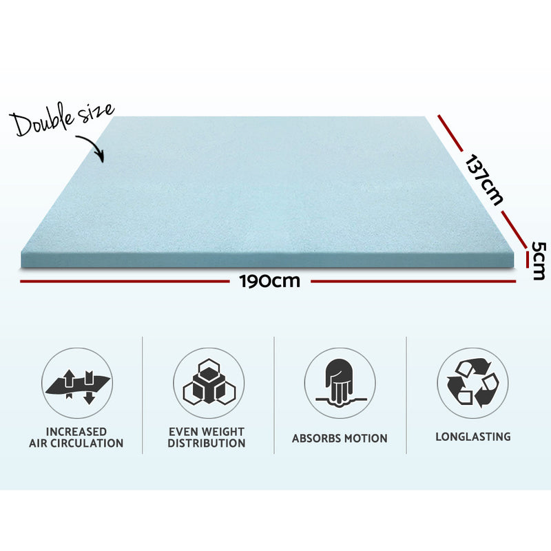 Giselle Bedding Cool Gel Memory Foam Mattress Topper Bamboo Cover 5CM Double