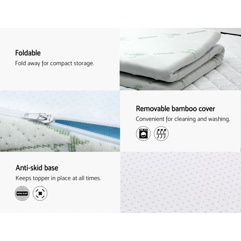 Giselle Bedding Cool Gel Memory Foam Mattress Topper Bamboo Cover 5CM Double
