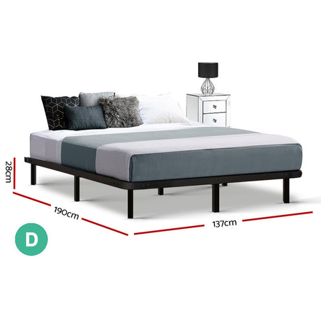 Artiss Double Size Metal Bed Base Frame - Black