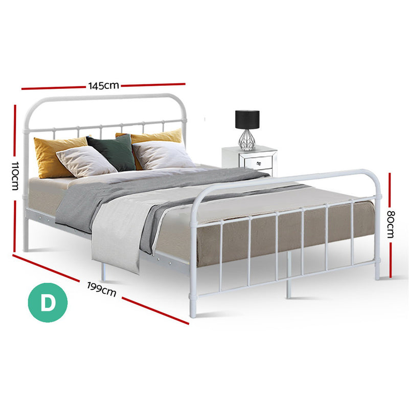 Artiss Double Size Metal Bed Frame - White
