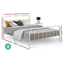 Artiss Queen Size Metal Bed Frame - White