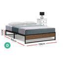 Metal Bed Frame Double Size Mattress Base Platform Foundation Wooden Black OSLO