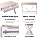 Artiss Metal Desk with Drawer - White with Oak Top