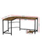 Artiss Corner Computer Desk L-Shaped Student Home Office Study Table Brown
