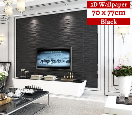 3D Wallpaper Tiles 70 x 77cm Slope Brick Grey 10pcs