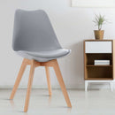 Artiss 4x Retro Replica Eames Dining DSW Chairs PU Leather Padded Kitchen Cafe Beech Wood Legs Grey
